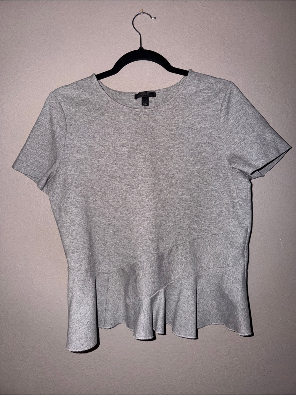 J. Crew Heather Gray Short Sleeve Peplum Top